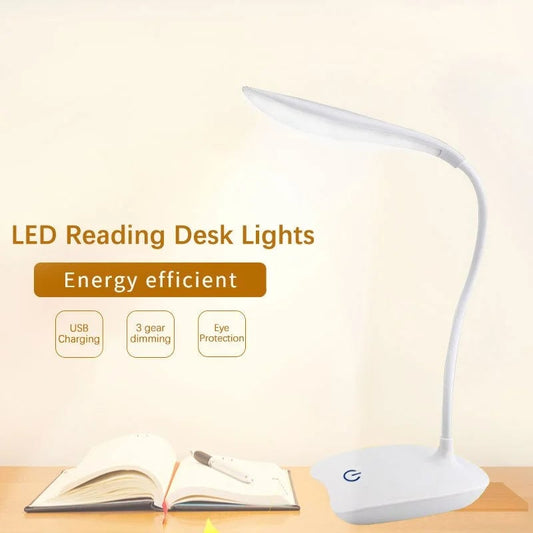USB Rechargeable LED Desk Lamp Eye Protection Student Reading Light