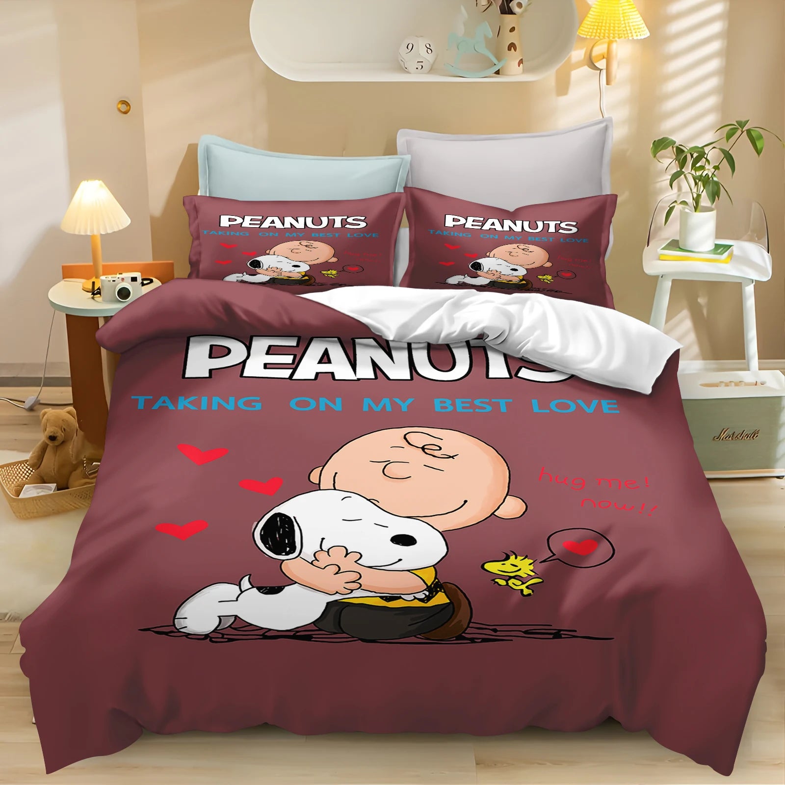 Snoopy Peanuts 3D King Size Duvet Cover Comforter Bedding Set