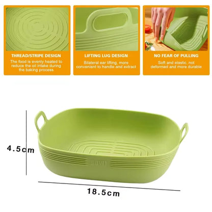 Silicone Air Fryer Liners Round Square Reusable Non-Stick Pot Bowl