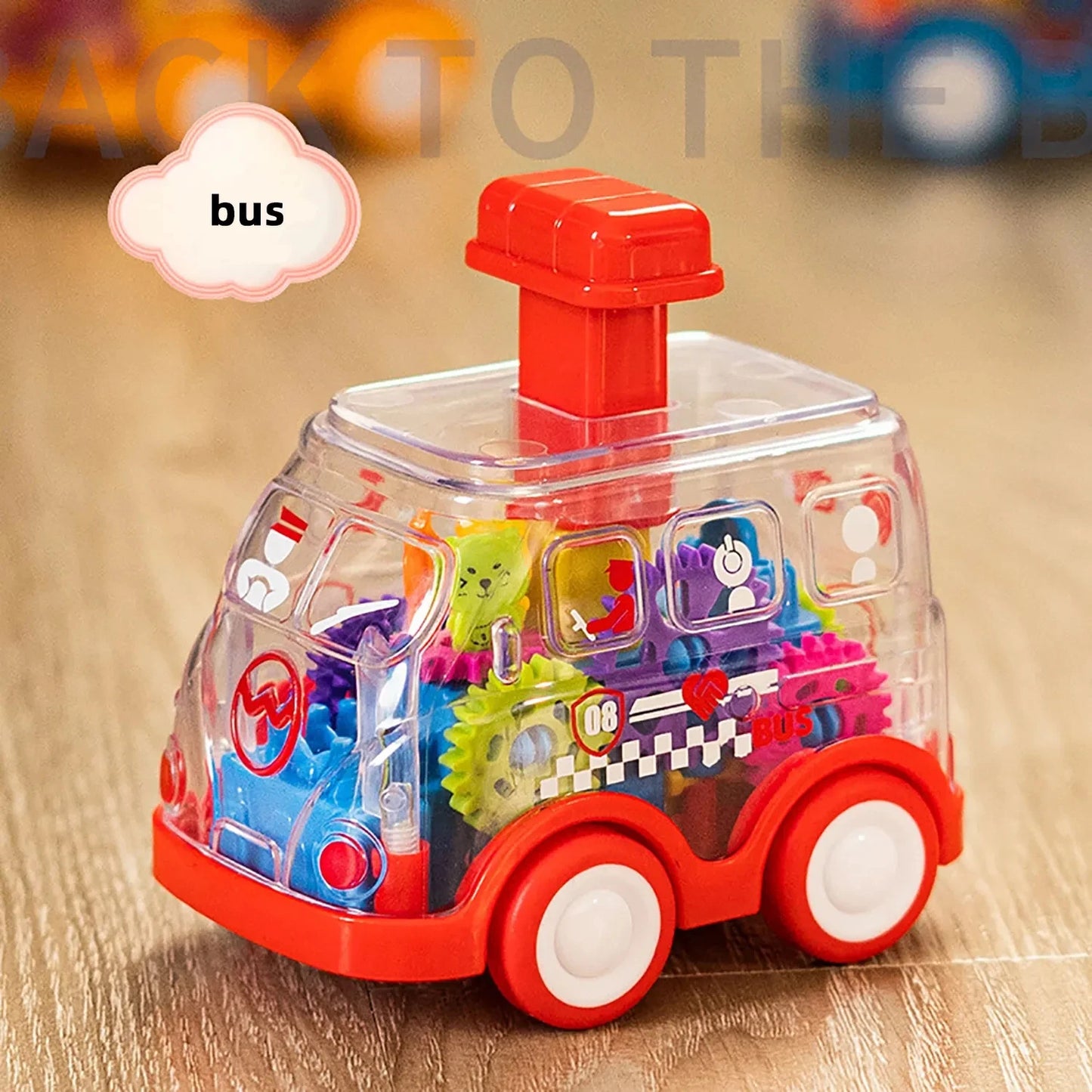 Transparent Cartoon Gear Car Toy - Inertia Pull-Back Action Kids Gift