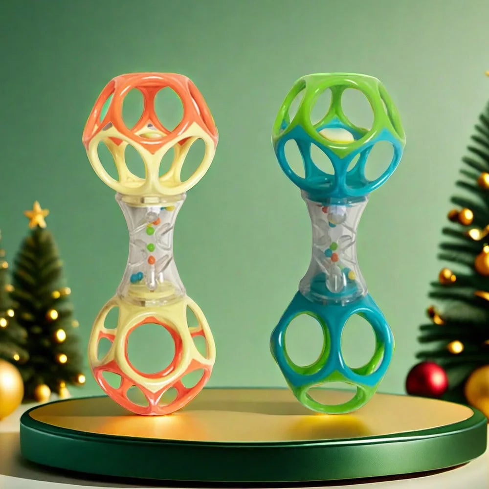 Baby Teether Rattle Barbell Toy - Safe BPA-Free 3+ Months