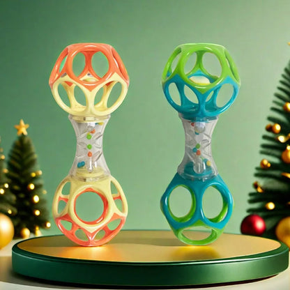 Baby Teether Rattle Barbell Toy - Safe BPA-Free 3+ Months