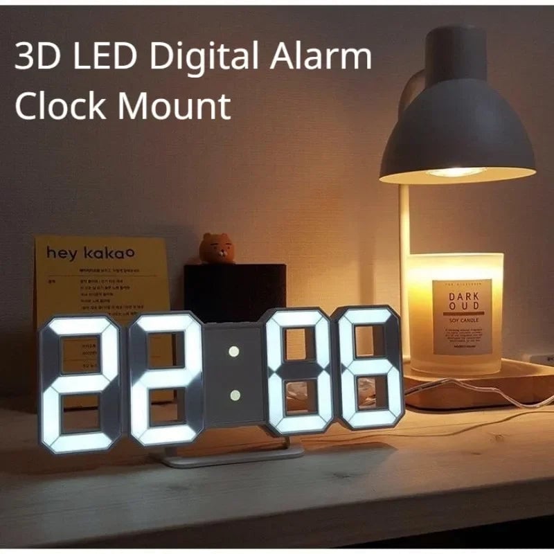 LED Digital Wall Clock with Alarm - Modern Electronic Table Display