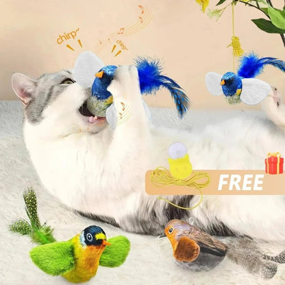 Interactive Bird Cat Toy - Wall Mount Sound Catnip Teaser Indoor Play