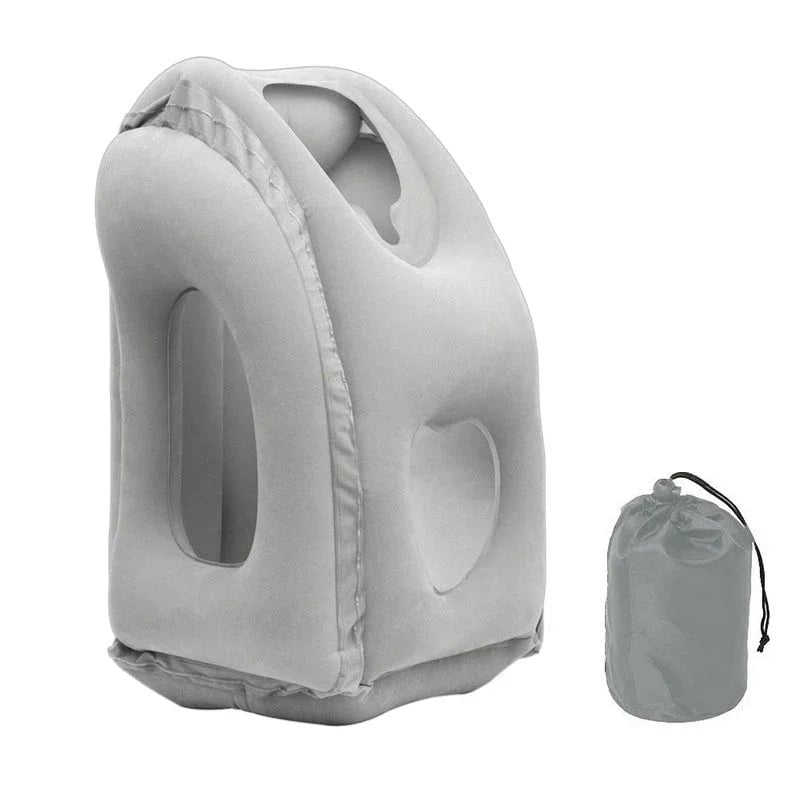 Portable Inflatable Travel Pillow Chin Neck Support Airplane Car