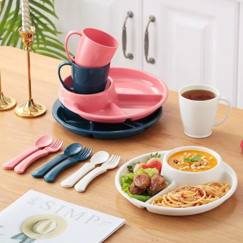 4-Grid Divided Dinner Plate Japanese-Style Plastic Compartment Tray