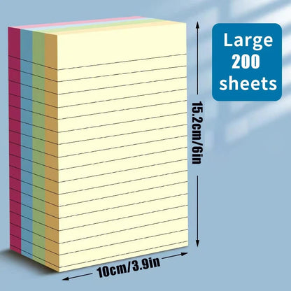 200 Sheet Lined Sticky Notes 4-Color Pack Self-Adhesive Markers