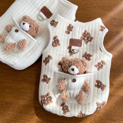 Soft Cartoon Pet Vest Harness - Autumn Winter Dog Cat Clothing