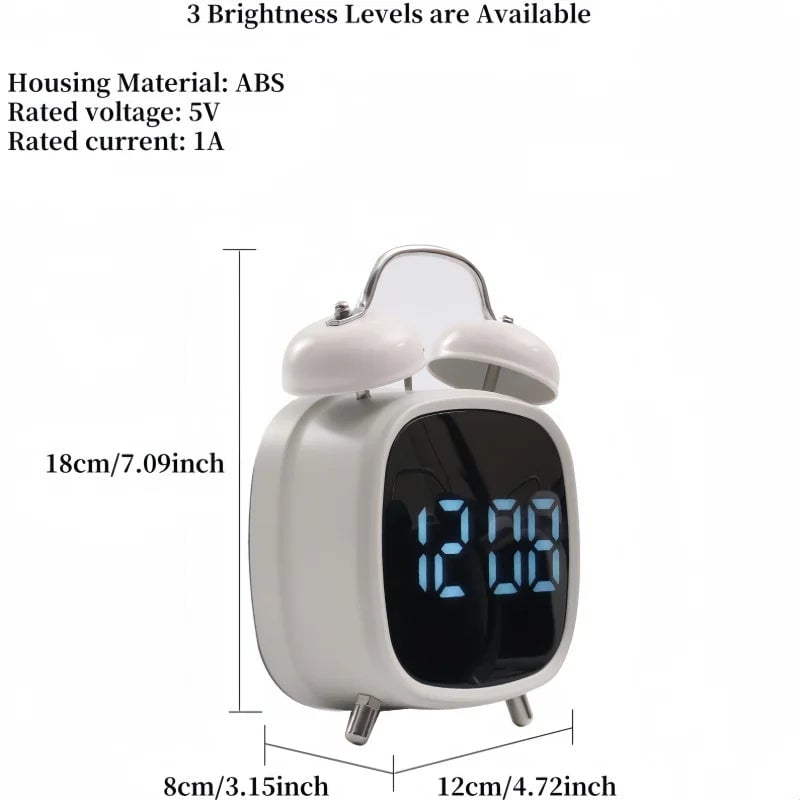 Voice Control Digital Alarm Clock Super Loud Double Bell Heavy Sleeper