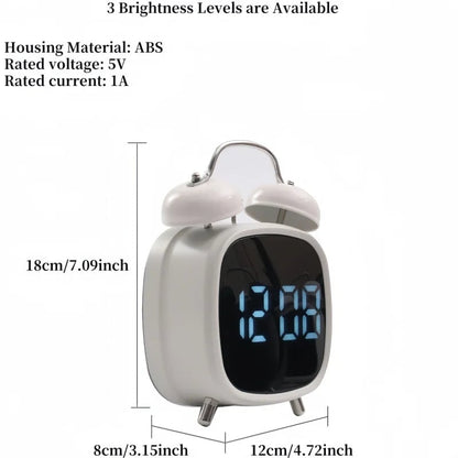 Voice Control Digital Alarm Clock Super Loud Double Bell Heavy Sleeper