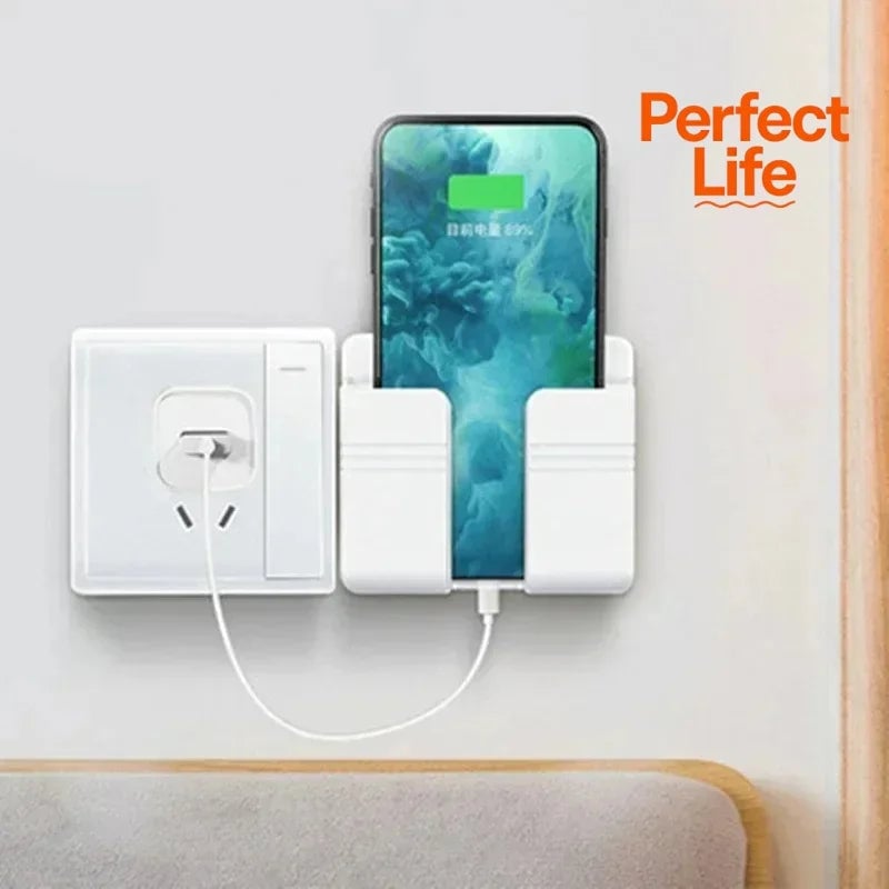Wall Mounted Phone Holder Organizer with Remote Control Storage Dock