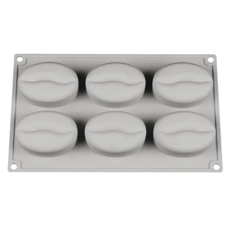 6-Cavity 3D Coffee Bean Silicone Mold for Ice Cubes & Fondant