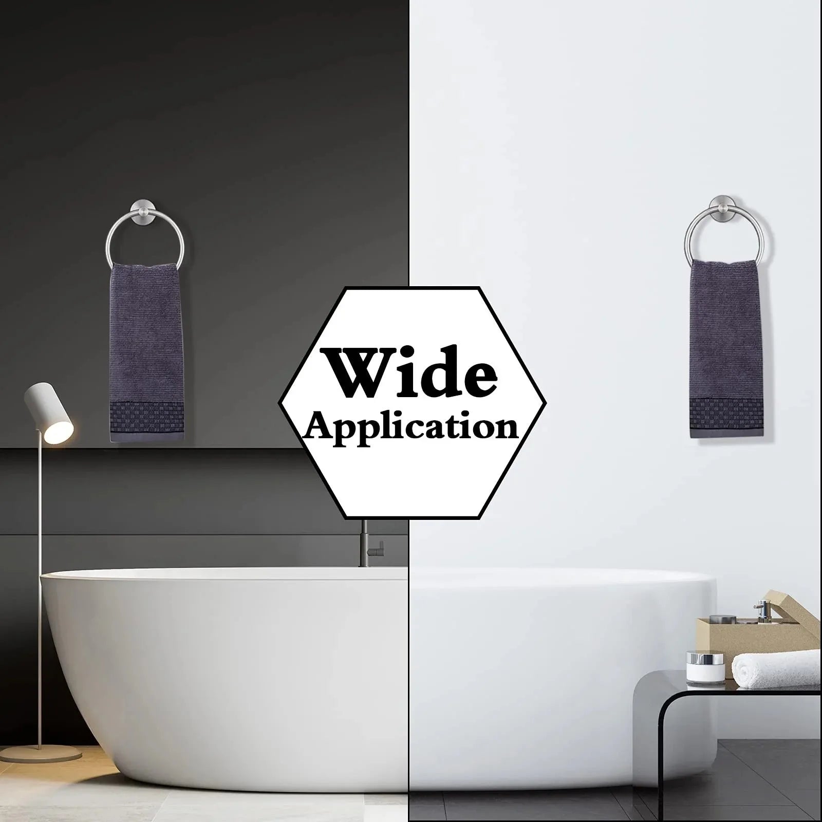 Brushed Stainless Steel Towel Ring - Modern Wall Mount Bathroom Holder