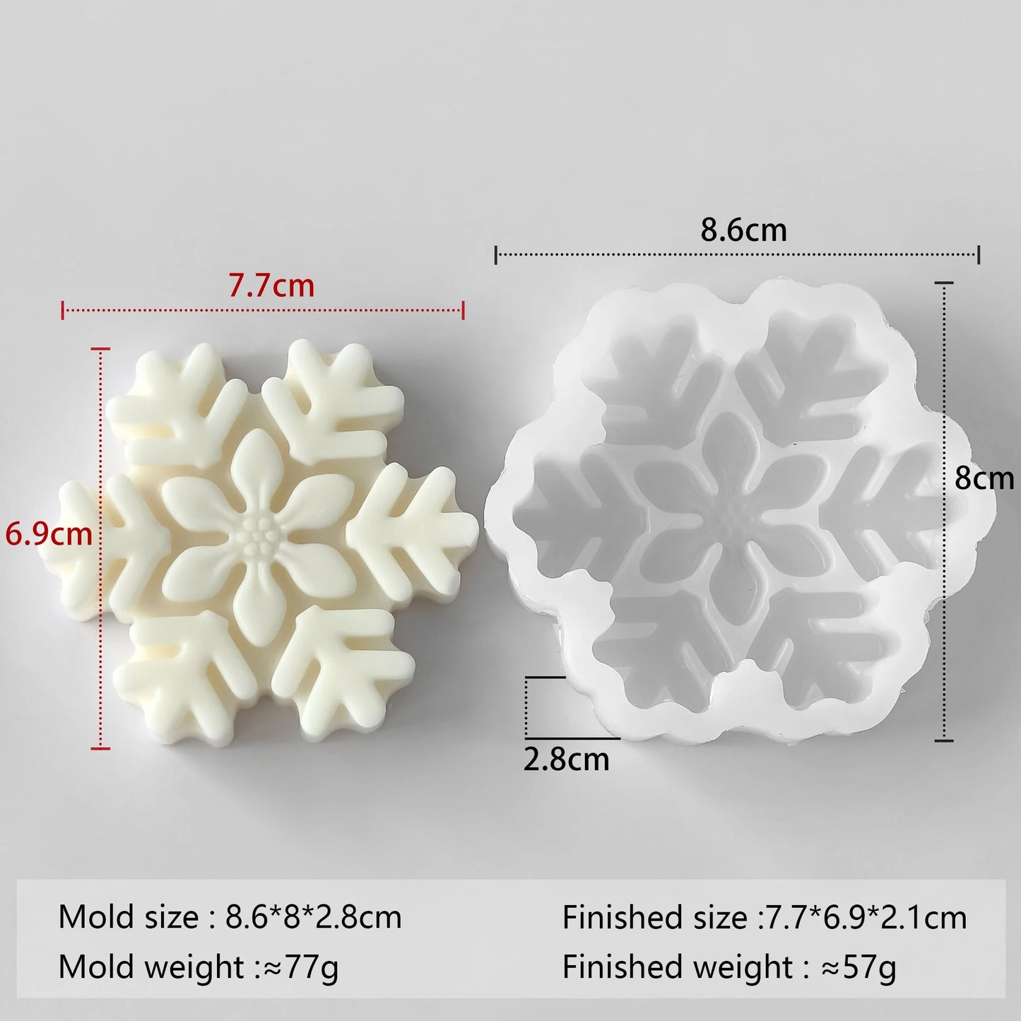 Snowflake Candle Silicone Mold - Christmas Soap Wax DIY Craft