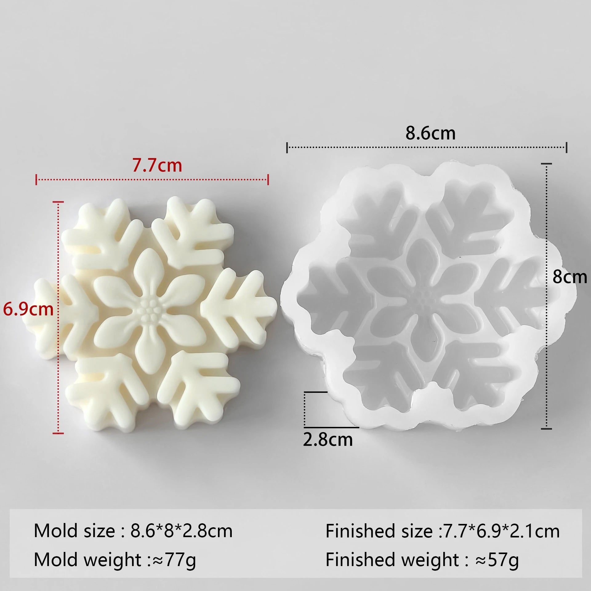 Snowflake Candle Silicone Mold - Christmas Soap Wax DIY Craft