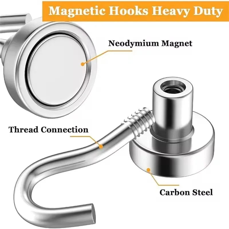 16mm Heavy Duty Magnetic Hooks - Strong Multi-Purpose Storage