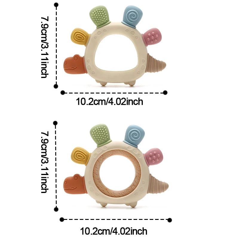BPA Free Silicone Baby Dinosaur Teething Toys Easy Grip Infant Safe