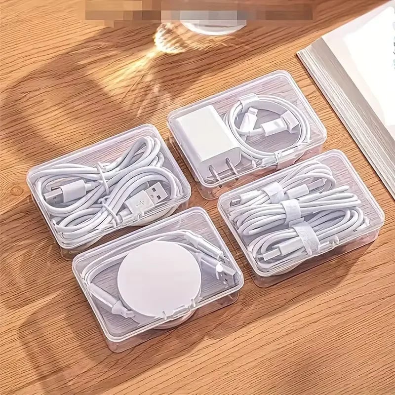 Durable Plastic Cable Organizer Storage Box Set - Office Cord Management