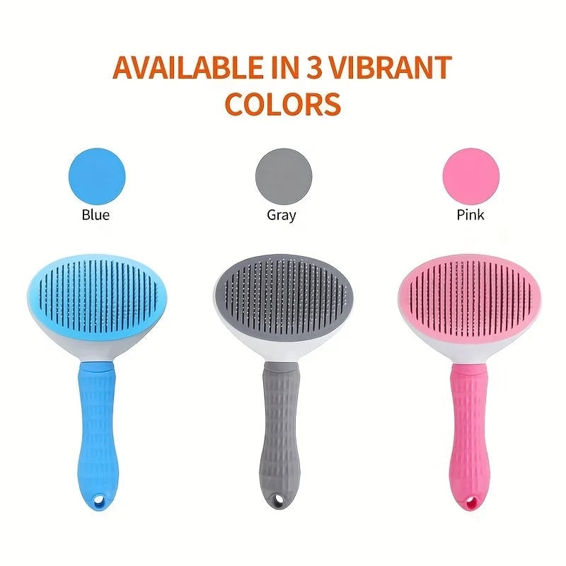 One-Click Pet Hair Removal Comb - Automatic Slicker Brush Dogs Cats