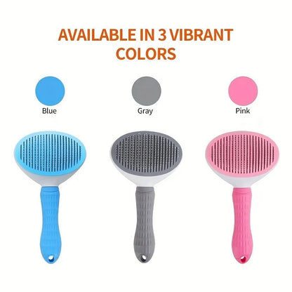 One-Click Pet Hair Removal Comb - Automatic Slicker Brush Dogs Cats