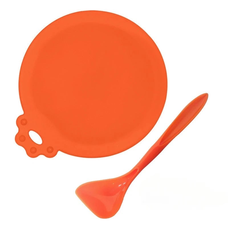 2pcs Reusable Silicone Pet Food Can Covers with Spoon for Dogs Cats
