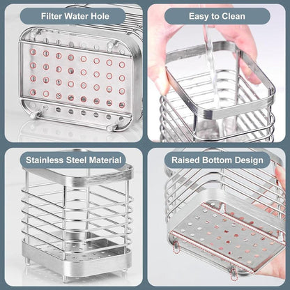 Stainless Steel Kitchen Utensil Holder - Counter Cutlery Organizer