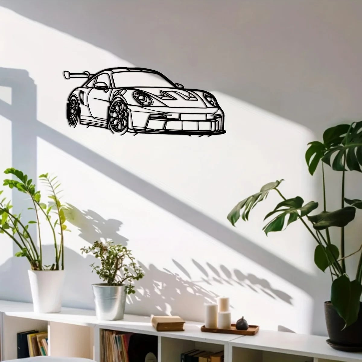 Metal Supercar Wall Art 15.75x6.32 Iron Racing Car Sculpture Decor