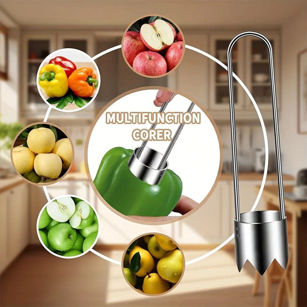 Stainless Steel Fruit Vegetable Corer Tool Set - Apple Pepper Core