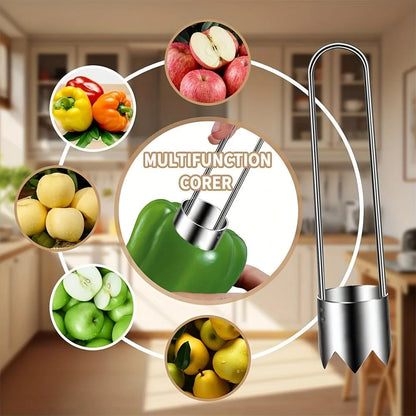 Stainless Steel Fruit Vegetable Corer Tool Set - Apple Pepper Core