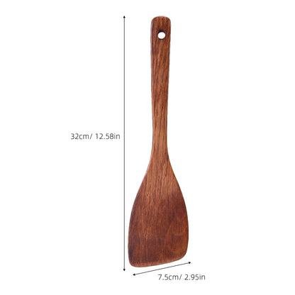 Long Handle Wooden Spatula Turner - Kitchen Cooking Utensil Tool
