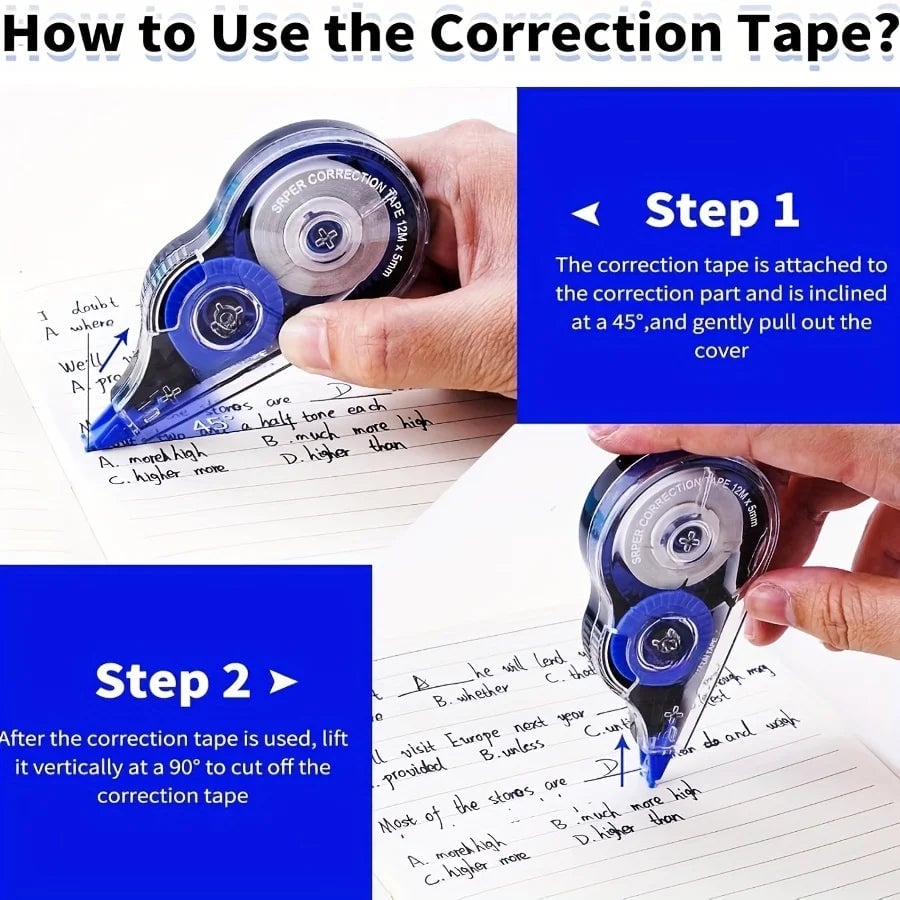 5-Piece White Out Correction Tape Set - Kawaii Student Erasers Multi