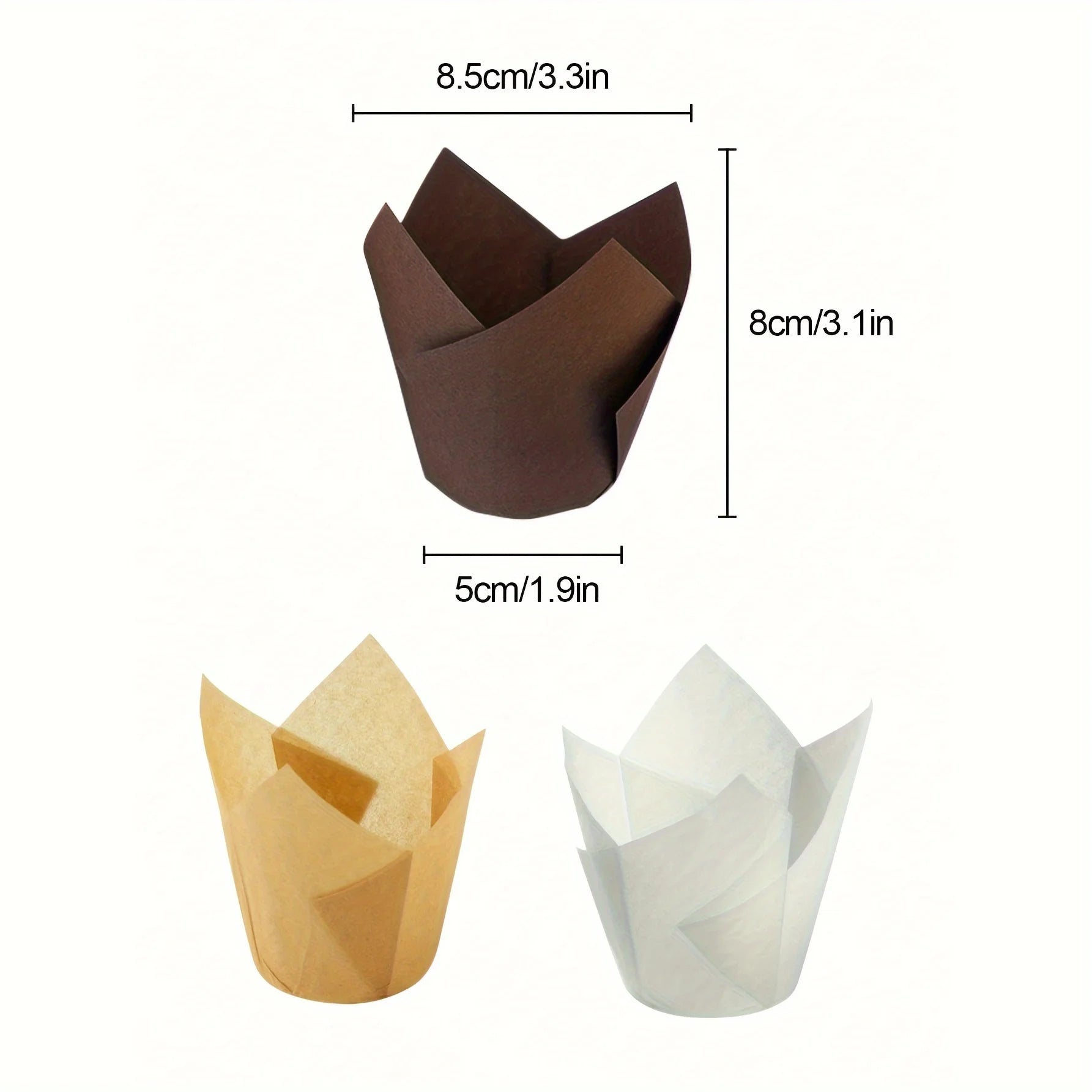 50pcs Tulip Oilproof Paper Cupcake Cases - Decorative Baking Cups