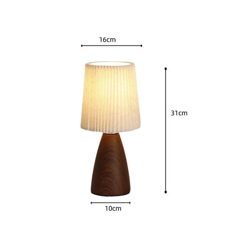 LED Table Lamp Retro Fabric Pleated USB Study Bedroom Desk Light