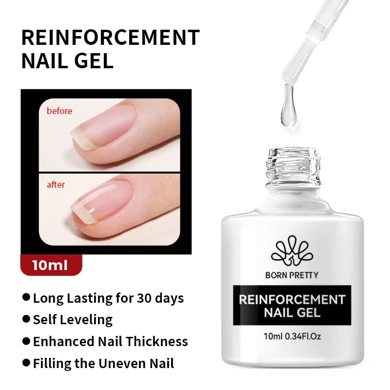 10ml UV LED Base Top Coat Rubber Reinforcement Gel - Soak Off Formula