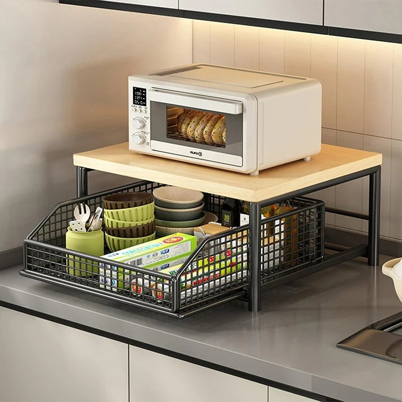 Multi-Tier Kitchen Countertop Organizer Shelf for Microwave & Spices