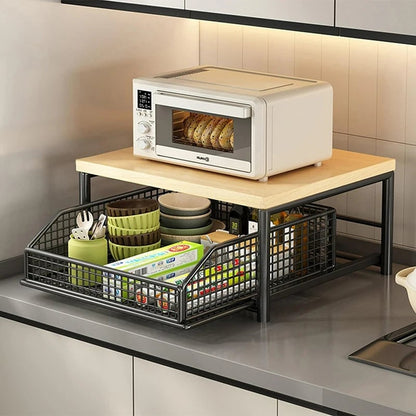 Multi-Tier Kitchen Countertop Organizer Shelf for Microwave & Spices