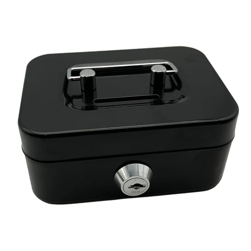 Metal Piggy Bank Box with Lock & Key - Portable Coin Money Safe