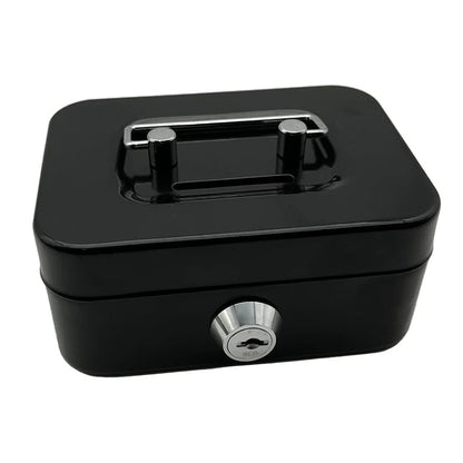 Metal Piggy Bank Box with Lock & Key - Portable Coin Money Safe