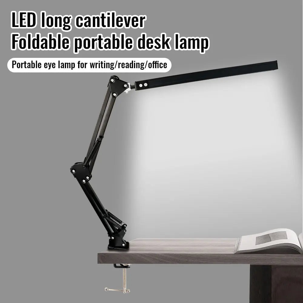 10W LED Clamp Desk Lamp - Adjustable Swing Arm, 3 Modes, 10 Levels