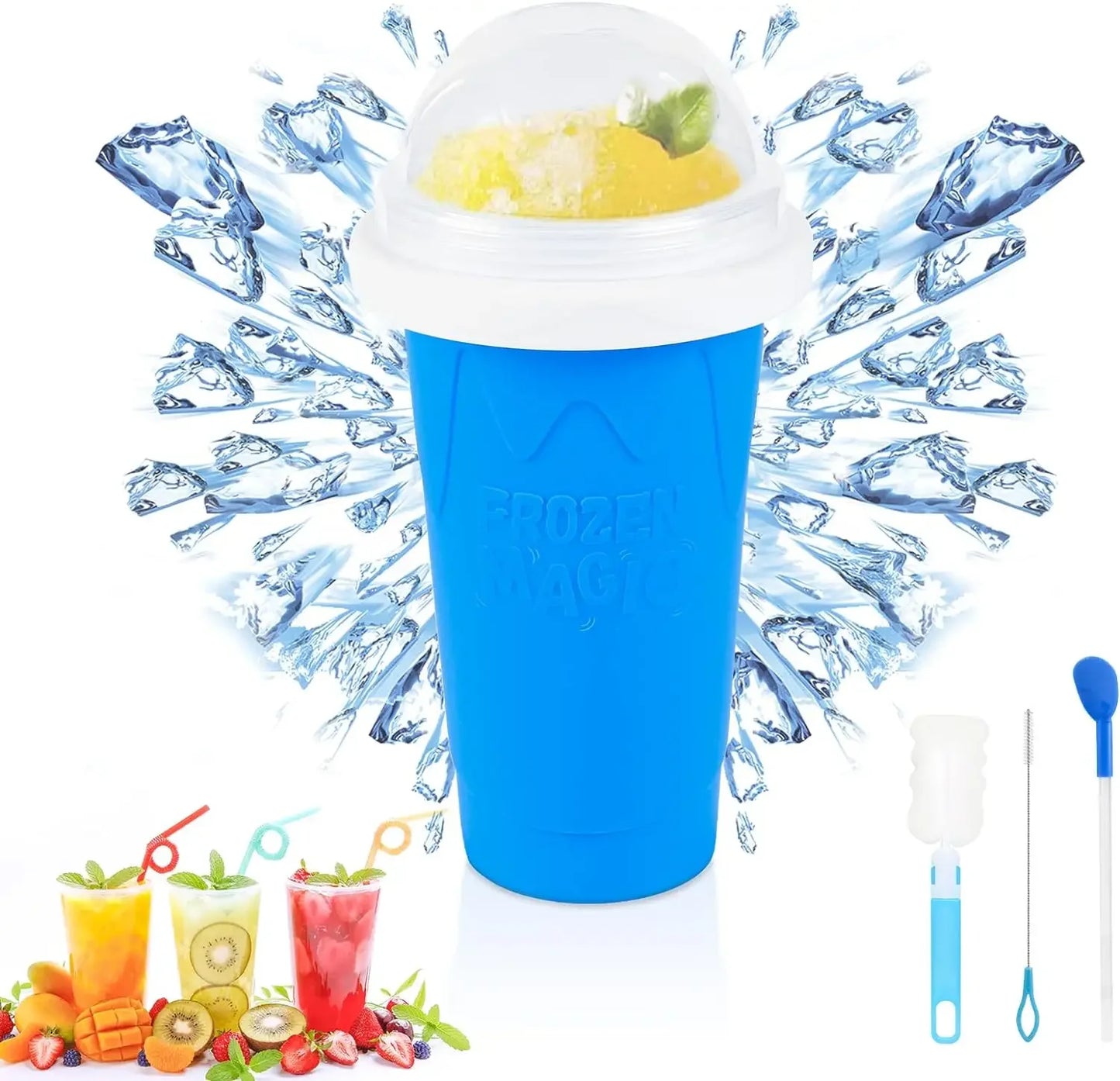 DIY Frozen Smoothie Maker Cup - Portable Slushie Ice Cream Bottle