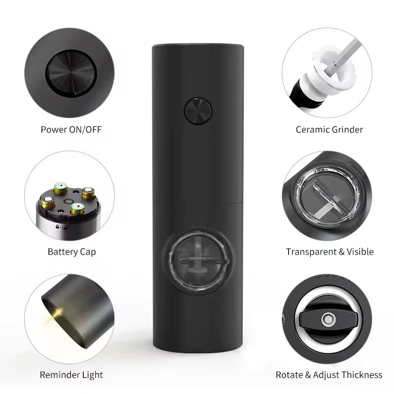 Electric Salt Pepper Grinder Set LED Light Adjustable Spice Mill