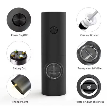 Electric Salt Pepper Grinder Set LED Light Adjustable Spice Mill