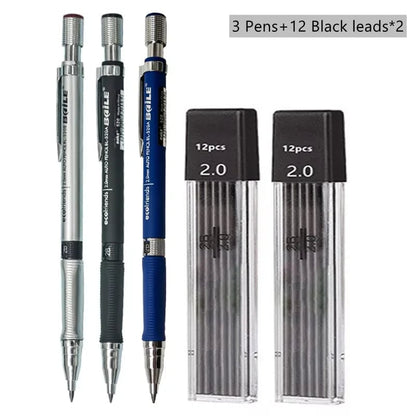 2.0mm Mechanical Pencil Set 2B Lead Refills Drawing Sketching Art