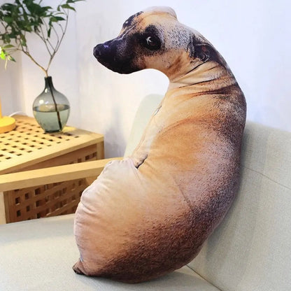 3D Lifelike Dog Head Throw Pillow - Cute Animal Print Cushion Toy