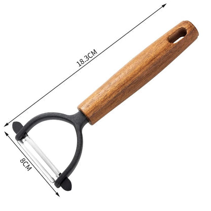 Stainless Steel Peeler with Wooden Handle - Fruit Vegetable Tool