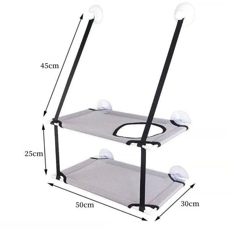 Cat Window Hammock Bed - Double-Decker Suction Cup Wall Mount