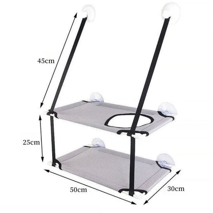 Cat Window Hammock Bed - Double-Decker Suction Cup Wall Mount