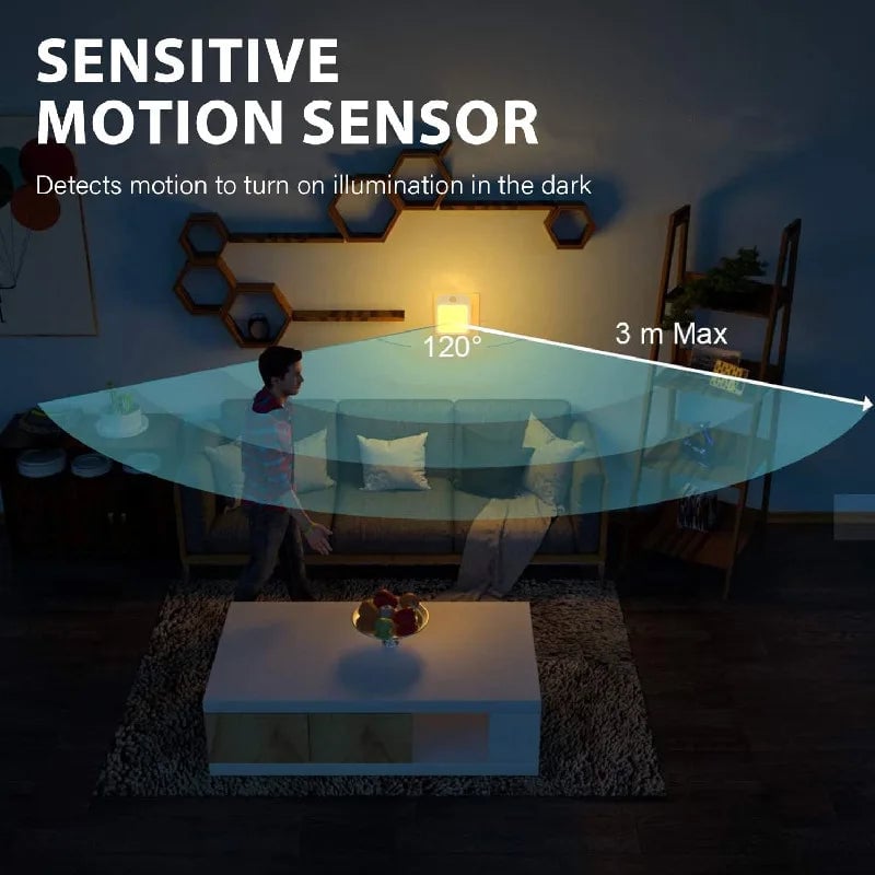 Motion Sensor LED Night Light EU Plug Dimmable Wireless Cabinet