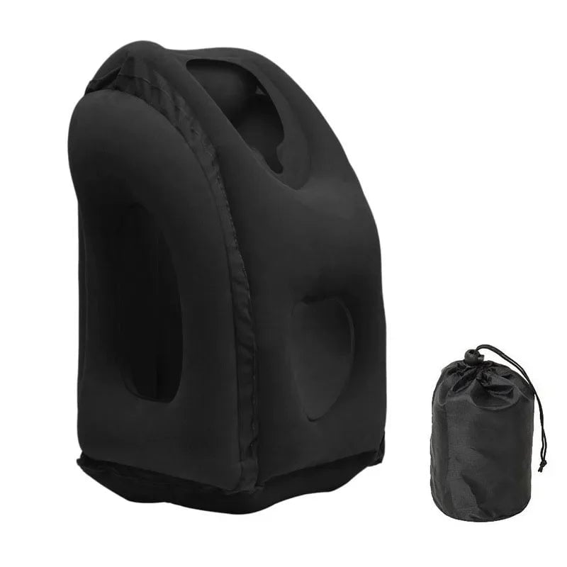 Portable Inflatable Travel Pillow Chin Neck Support Airplane Car