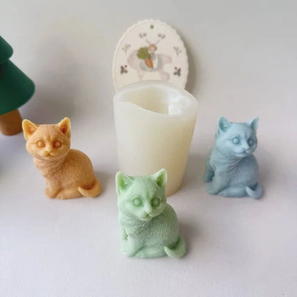 3D Cat Silicone Mould Large Kitten Resin Candle Soap Plaster DIY